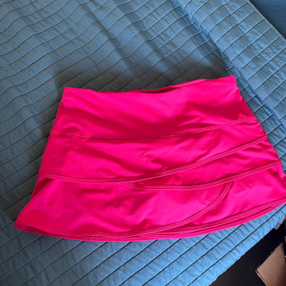 Lucky in love Hot Pink Tiered Women's Skort - Picture 4 of 5